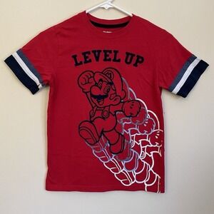 Super Mario Brothers Red T-shirt "Level Up" Youth Boys Size Large‎ (10-12)